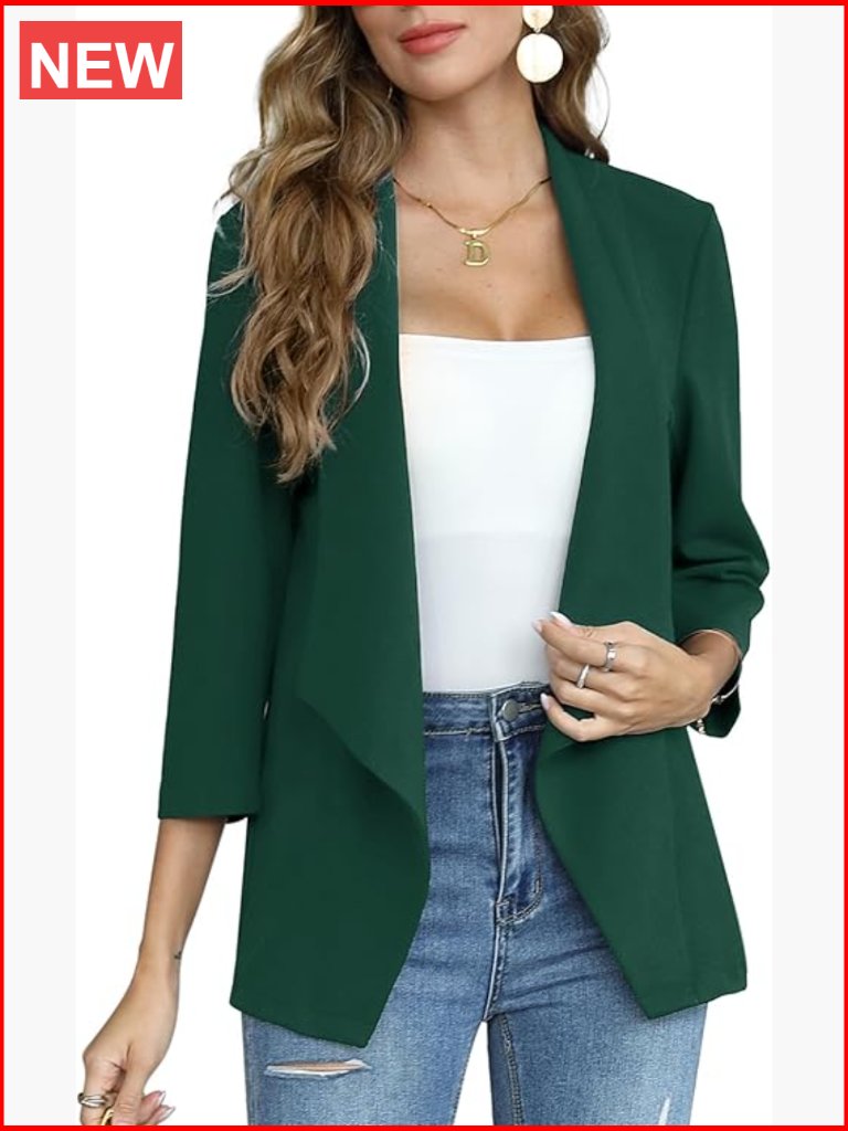 Long Sleeve Open Front Blazer Jacket Business Casual